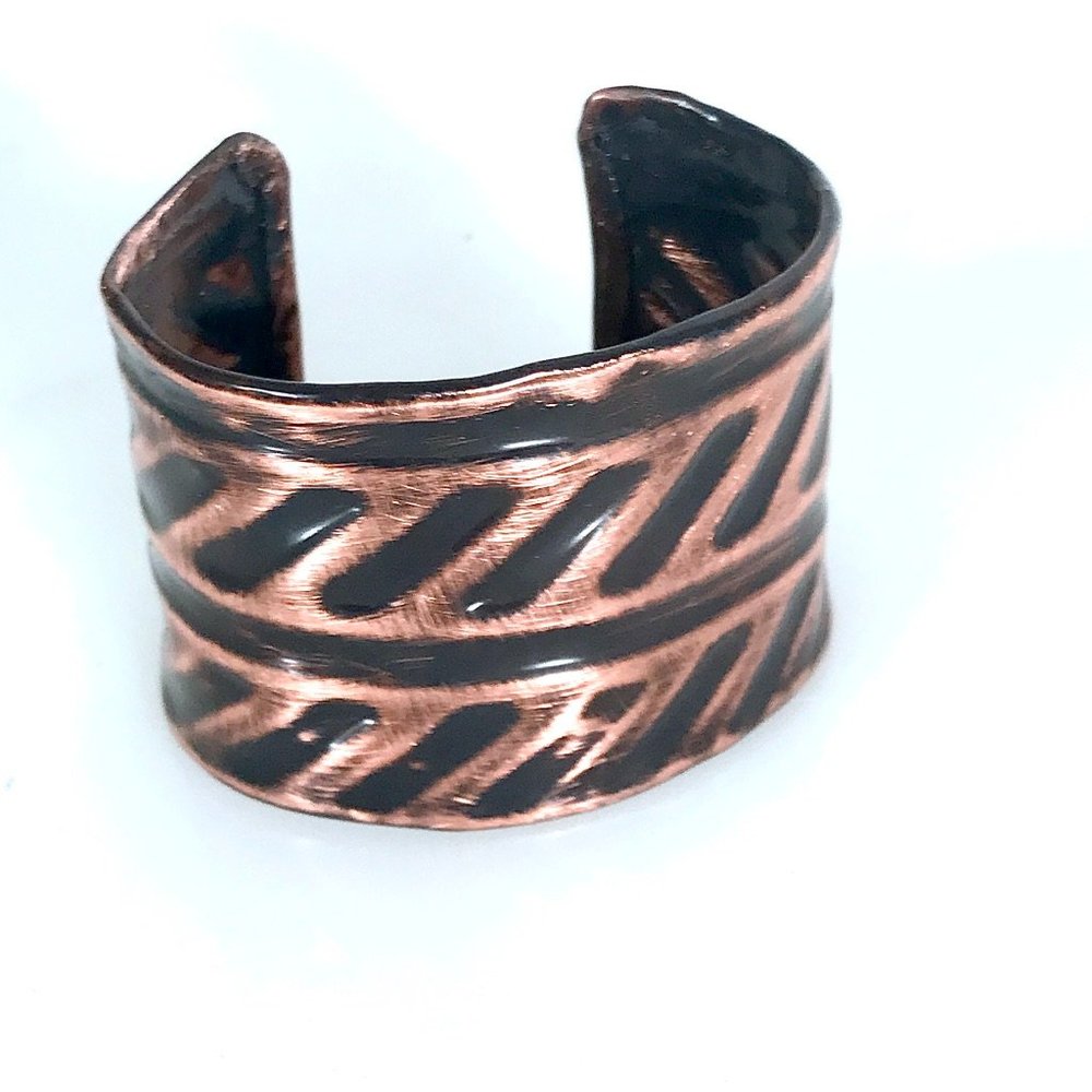 Industrial Pure Copper Cuff Bracelet Wide Bracelet Boho Minimalist Contemporary - Picture 4 of 14